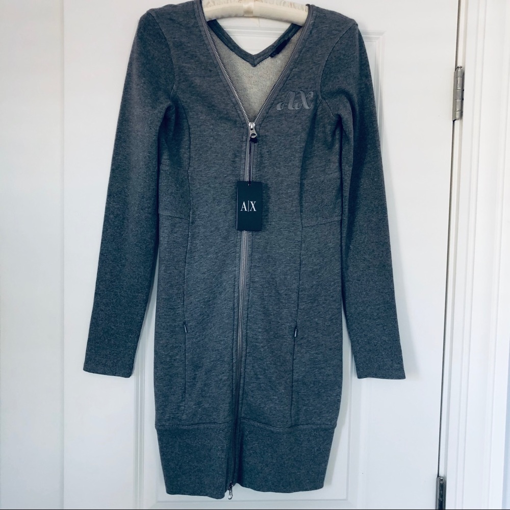 A/X Armani Exchange Gray Long Sleeve Zipper Dress